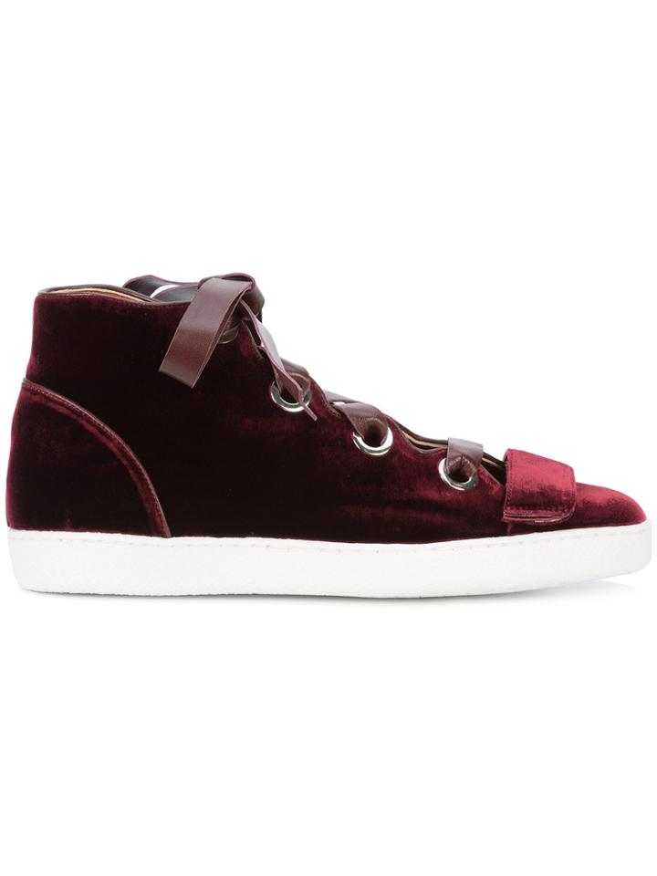 Derek Lam Velvet Serena High Top Sneaker - Red