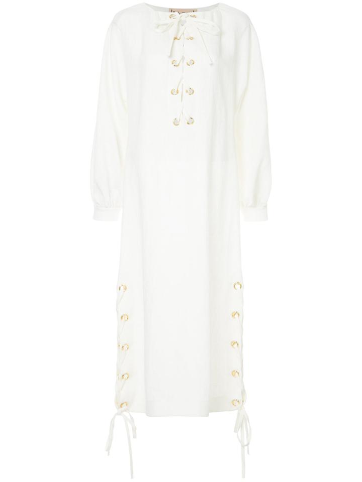 Flow The Label Lace-up Detail Dress - White