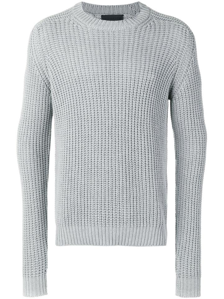 Iris Von Arnim Ribbed Detail Jumper, Men's, Size: Large, Grey, Cashmere