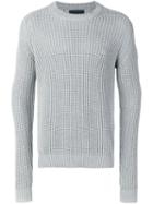 Iris Von Arnim Ribbed Detail Jumper, Men's, Size: Large, Grey, Cashmere