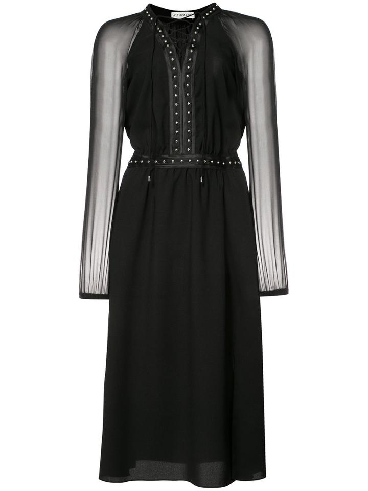 Altuzarra Lace-up Studded Dress, Size: 34, Black, Silk/polyester