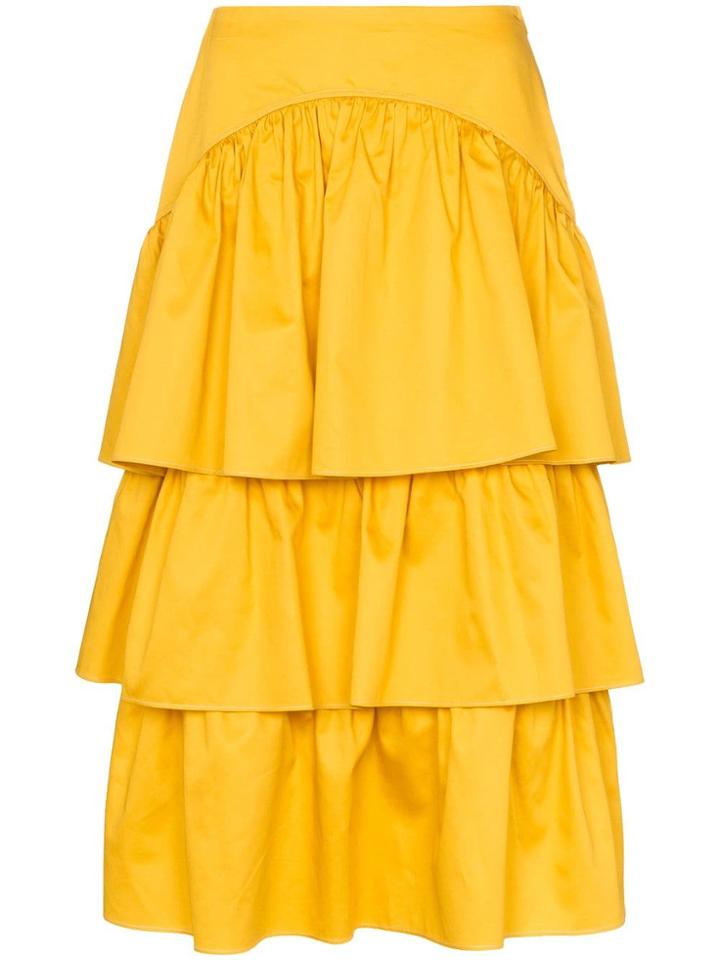 See By Chloé Tiered Cotton Midi Skirt - Yellow