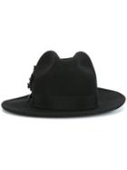 Dsquared2 Embellished Fedora Hat, Women's, Size: Small, Black, Polyurethane/wool/brass/glass