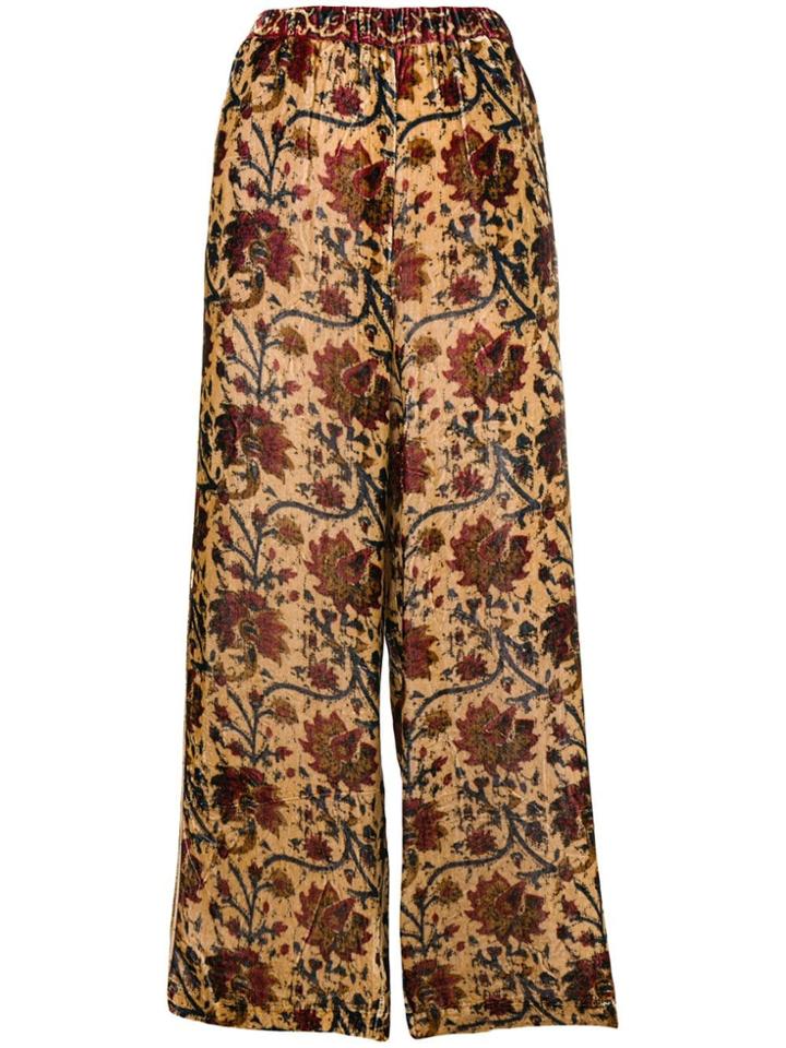 Mes Demoiselles Wide Leg Floral Trousers - Brown