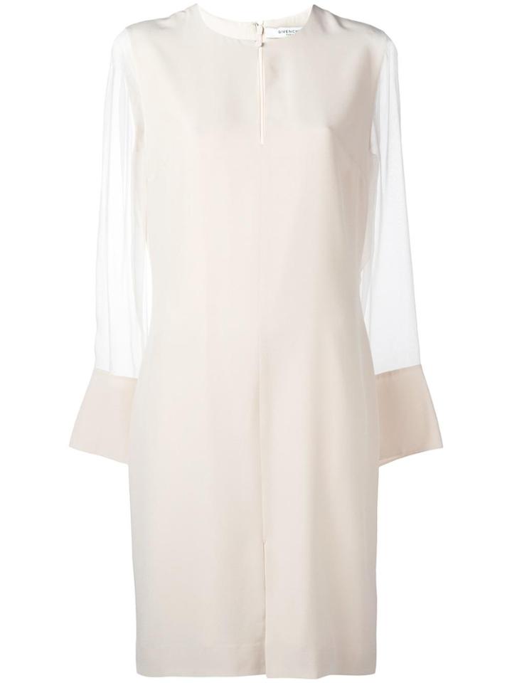 Givenchy Sheer Sleeve Shift Dress - Nude & Neutrals