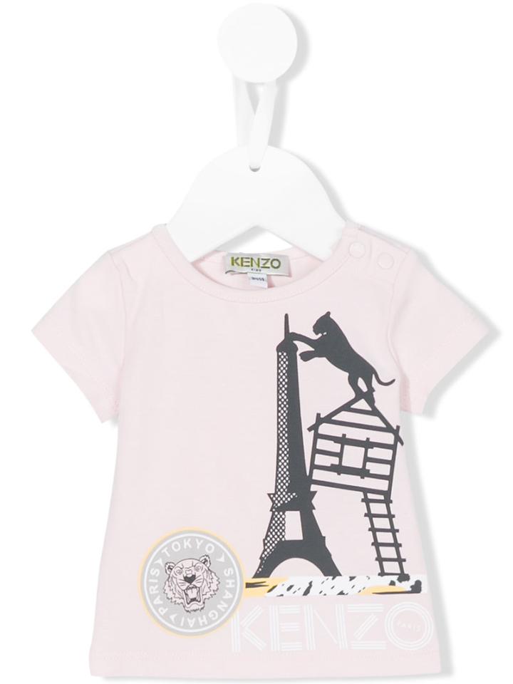 Kenzo Kids - Eiffel Tower Print T-shirt - Kids - Cotton/spandex/elastane - 12 Mth, Toddler Girl's, Pink/purple