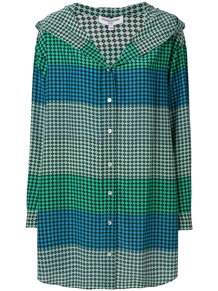 Opening Ceremony Patterned Hooded Shirt - Blue
