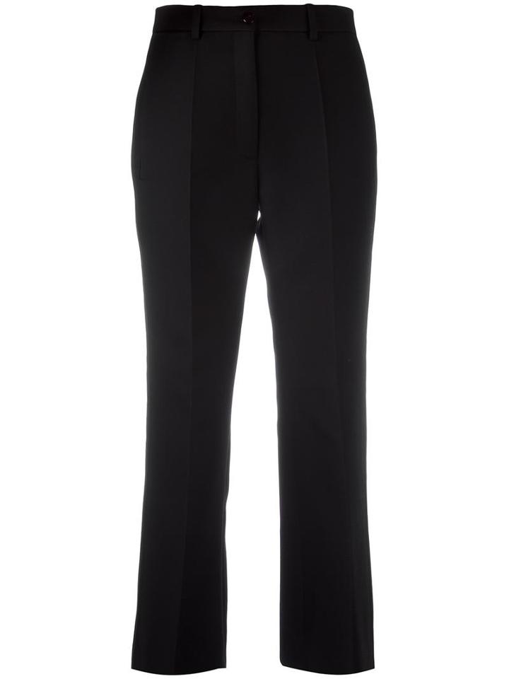 Nina Ricci Wide-leg Cropped Trousers, Women's, Size: 44, Black, Acetate/wool/silk