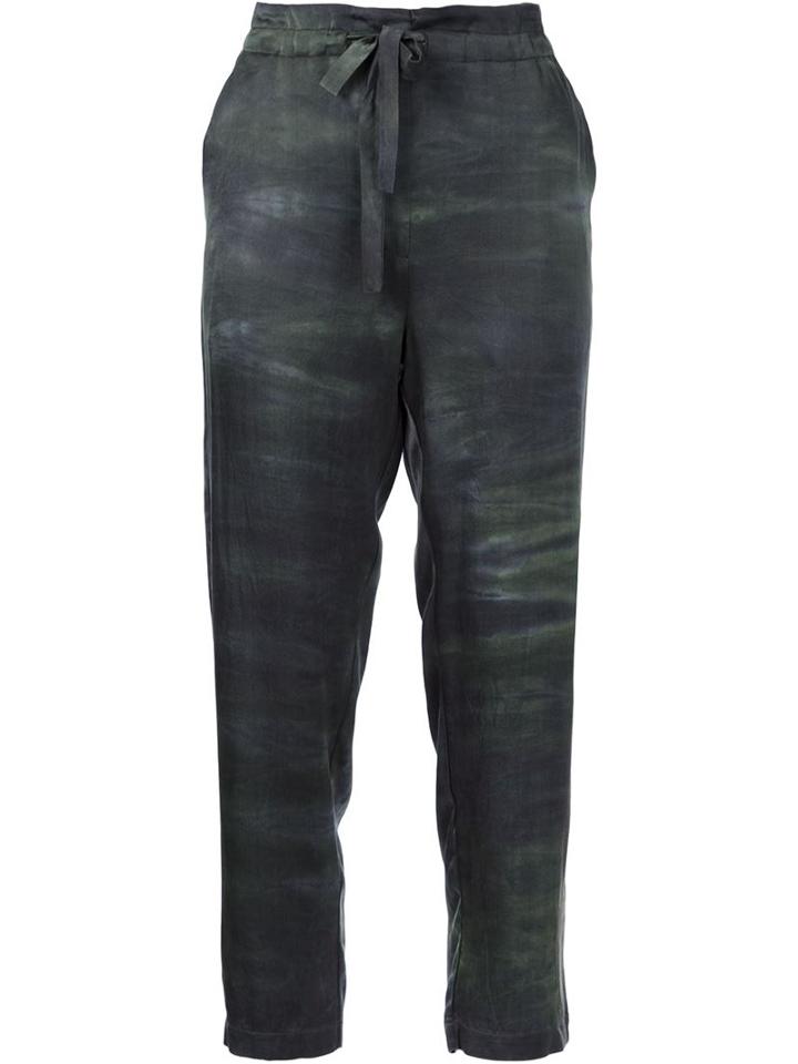 Raquel Allegra Tie-dye Drawstring Trousers, Size: 0, Green, Silk