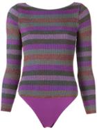 Cecilia Prado - Knit Bodysuit - Women - Acrylic/lurex/viscose - P, Pink/purple, Acrylic/lurex/viscose