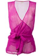 Etro - Sheer Sleeveless Wrap Top - Women - Viscose - 44, Pink/purple, Viscose