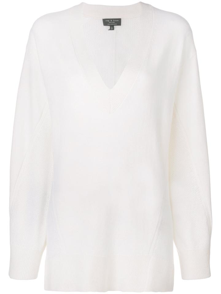 Rag & Bone Cashmere V-neck Jumper - White