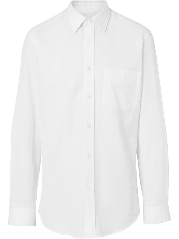 Burberry Classic Fit Monogram Cotton Jacquard Shirt - White
