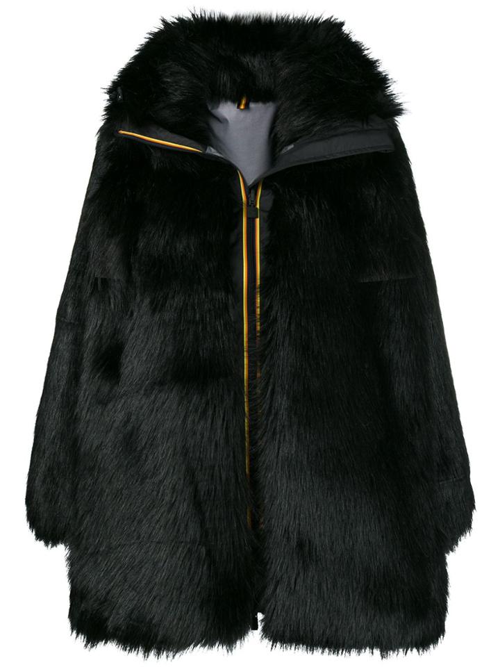 Faith Connexion Zipped Up Fur Coat - Black