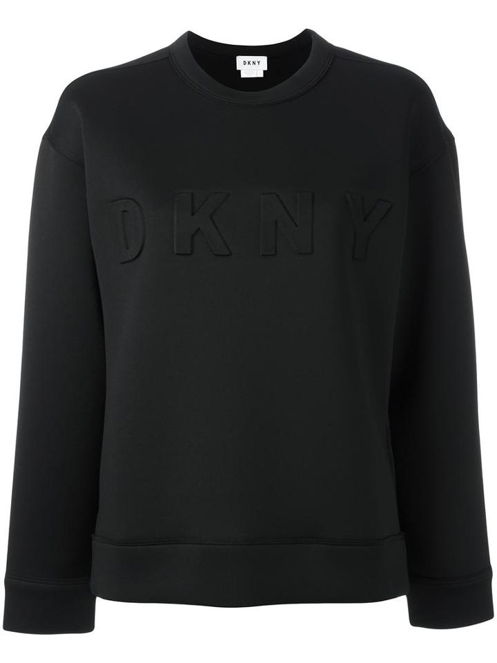 Dkny Embossed Logo Sweatshirt, Women's, Size: Medium, Black, Polyester/viscose/spandex/elastane