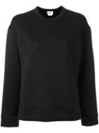 Dkny Embossed Logo Sweatshirt, Women's, Size: Medium, Black, Polyester/viscose/spandex/elastane
