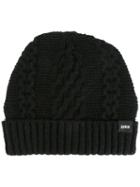 Edwin Cable Knit Beanie, Men's, Black, Wool/cotton/polyamide/other Fibers