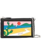 Prada Cactus Patch Clutch - Black