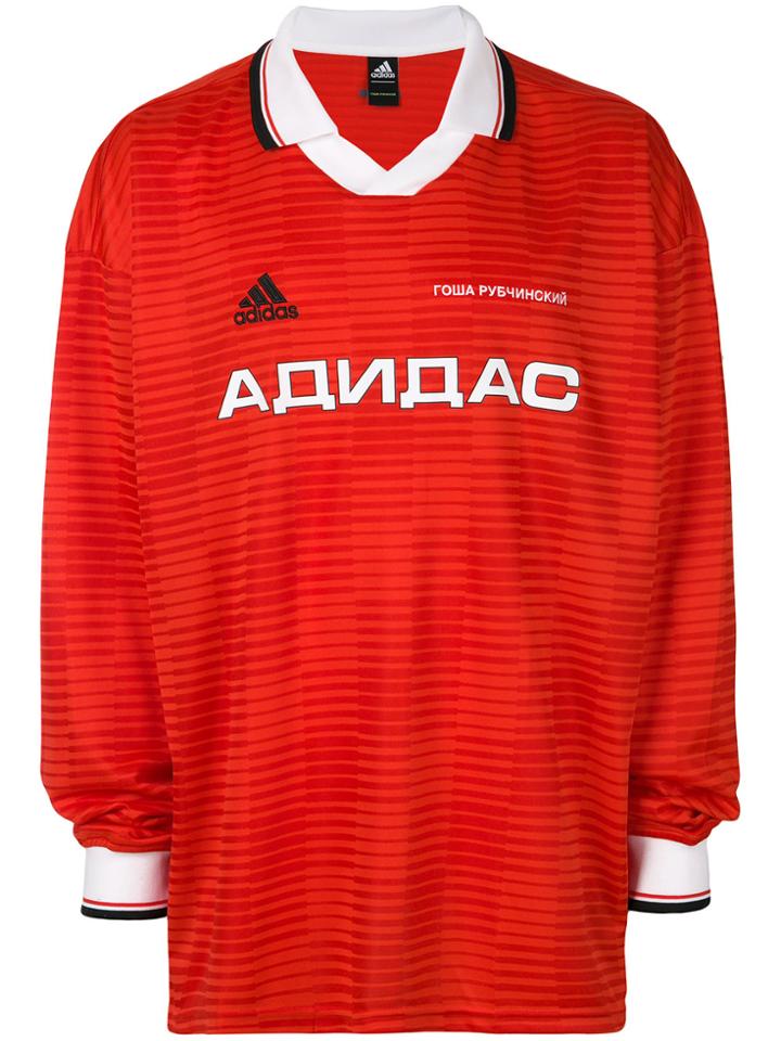 Gosha Rubchinskiy Logo Patch Long-sleeve Polo Top - Red