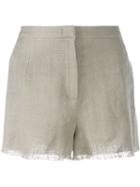Alberta Ferretti Frayed Linen Shorts