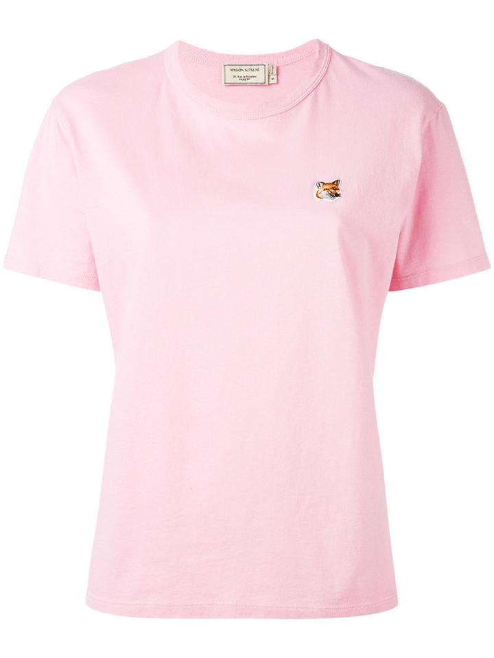Maison Kitsuné - Embroidered Fox T-shirt - Women - Cotton - Xs, Women's, Pink/purple, Cotton