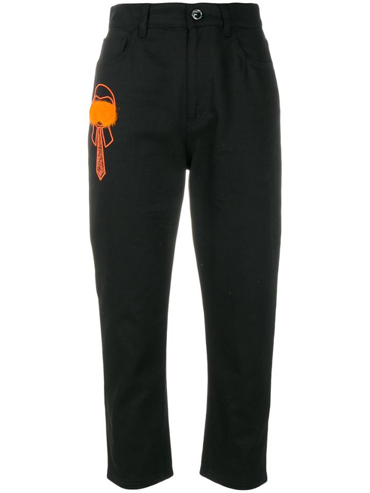 Fendi Karl Lagerfield Straight Cropped Jeans - Black