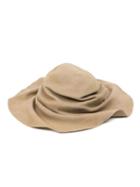 Horisaki Design & Handel Crumpled Wide Brim Hat, Men's, Nude/neutrals, Rabbit Fur Felt