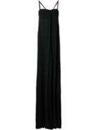 Ann Demeulemeester Pleat Detail Spaghetti Strap Gown, Women's, Size: 38, Black, Rayon
