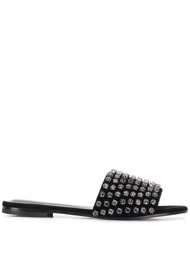 Fabiana Filippi Crystal Embellished Slide Sandals - Black