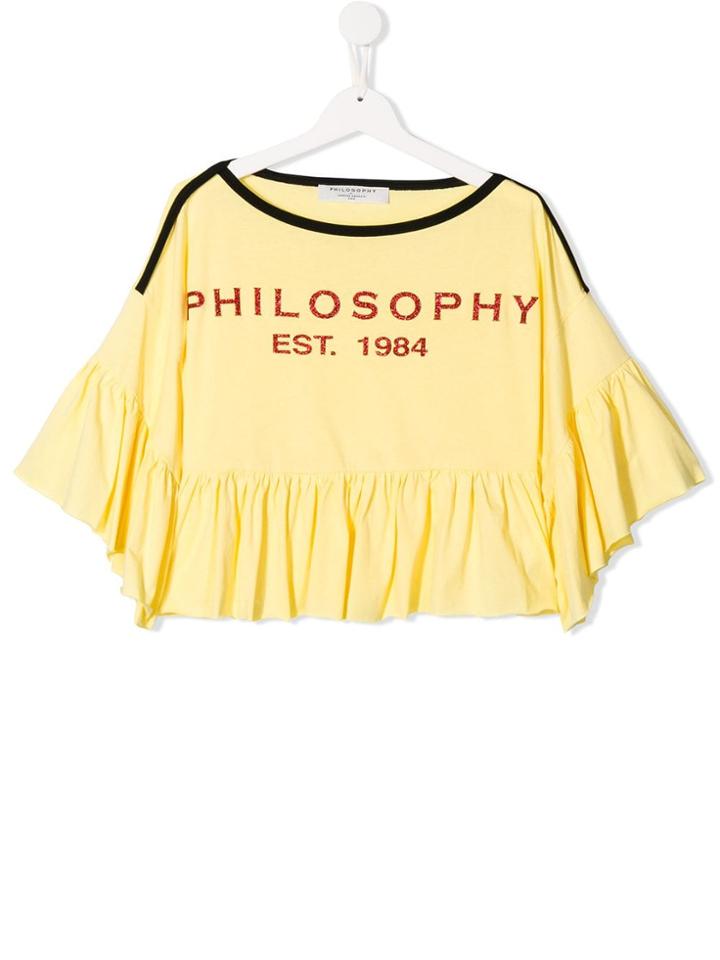 Philosophy Di Lorenzo Serafini Kids Teen Glitter Logo Flared Blouse -