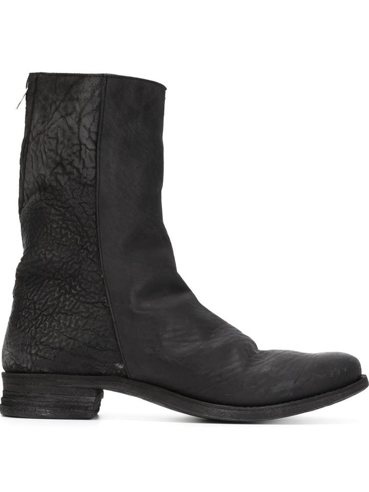 A Diciannoveventitre Side Zip Boots, Men's, Size: 45, Black, Horse Leather/leather