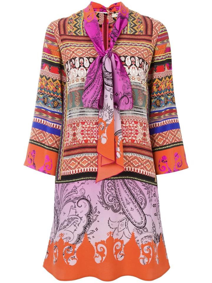 Etro Pussy Bow Dress - Pink & Purple
