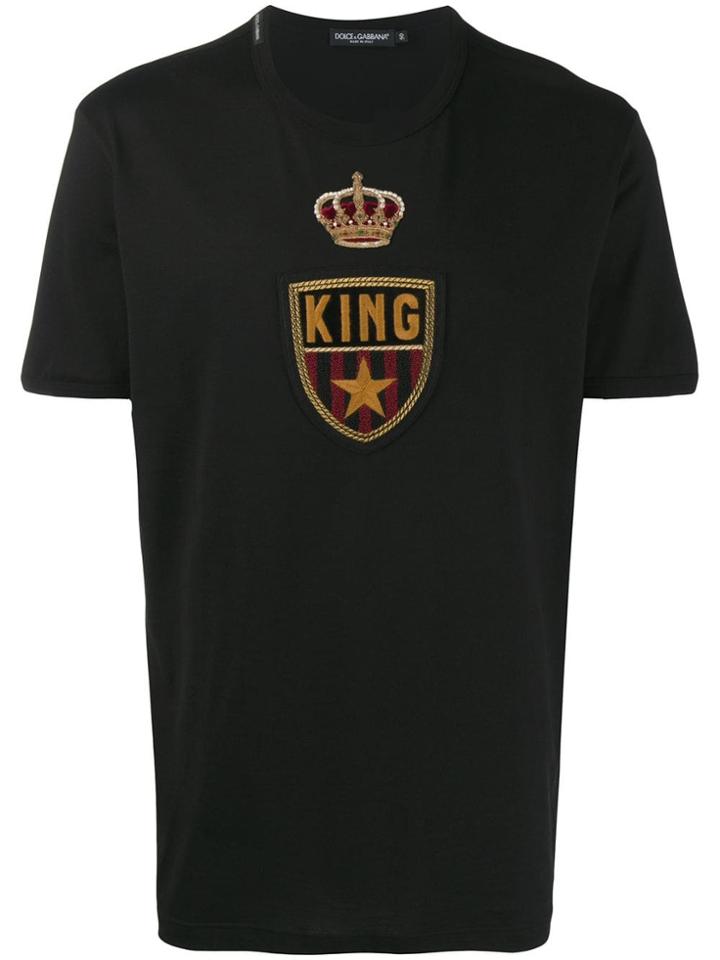 Dolce & Gabbana Logo Crown Embroidered T-shirt - Black