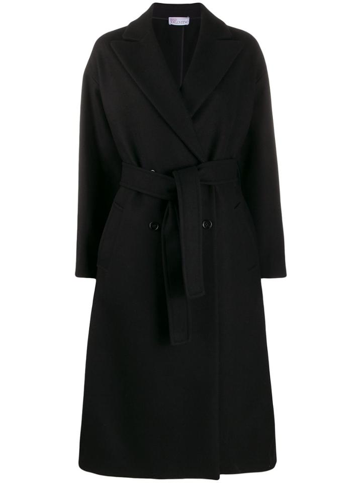 Red Valentino Belted Oversized Coat - Black