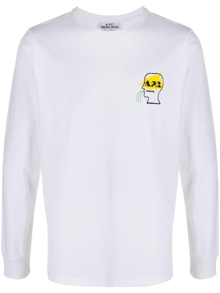 A.p.c. Logo-print Long-sleeved T-shirt - White