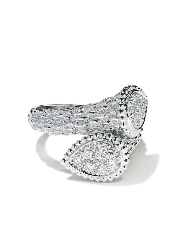 Boucheron 18kt White Gold Diamond Serpent Bohème Toi Et Moi Ring - Wg