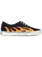 Palm Angels Flames Distressed Low-top Sneakers - Black