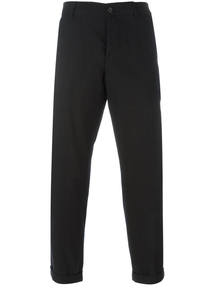 Ann Demeulemeester Turn-up Hem Trousers, Men's, Size: M, Black, Cotton/rayon
