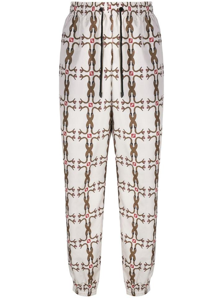 Fendi Snake Logo Track Pants - Neutrals