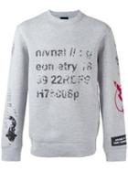 Lanvin Semantics Print Sweatshirt, Men's, Size: Large, Grey, Cotton/polyester/polyamide