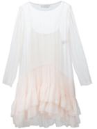 Chloé Tiered Pleated Dress, Women's, Size: 38, Nude/neutrals, Silk