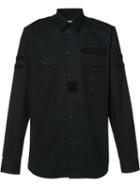 Givenchy Logo Plaque Military Shirt, Men's, Size: 38, Black, Cotton