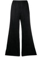 Pleats Please Issey Miyake Micro-pleated Cropped Trousers - Black