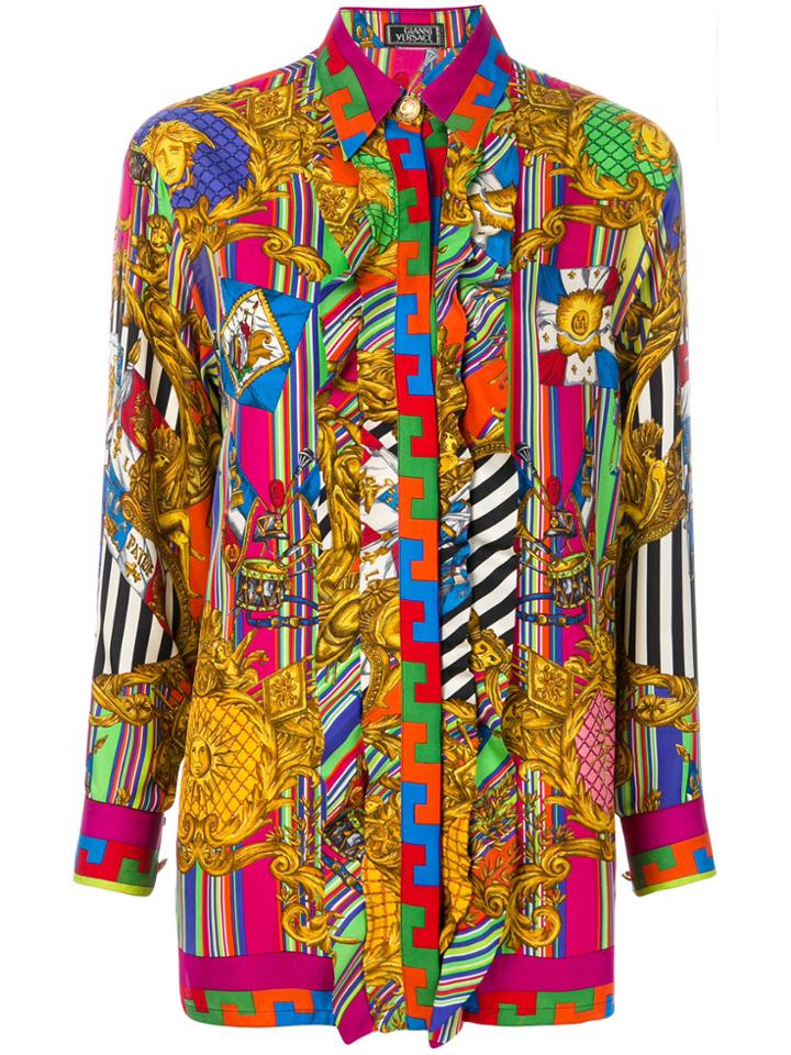 Versace Vintage Nautical Baroque Striped Shirt - Multicolour