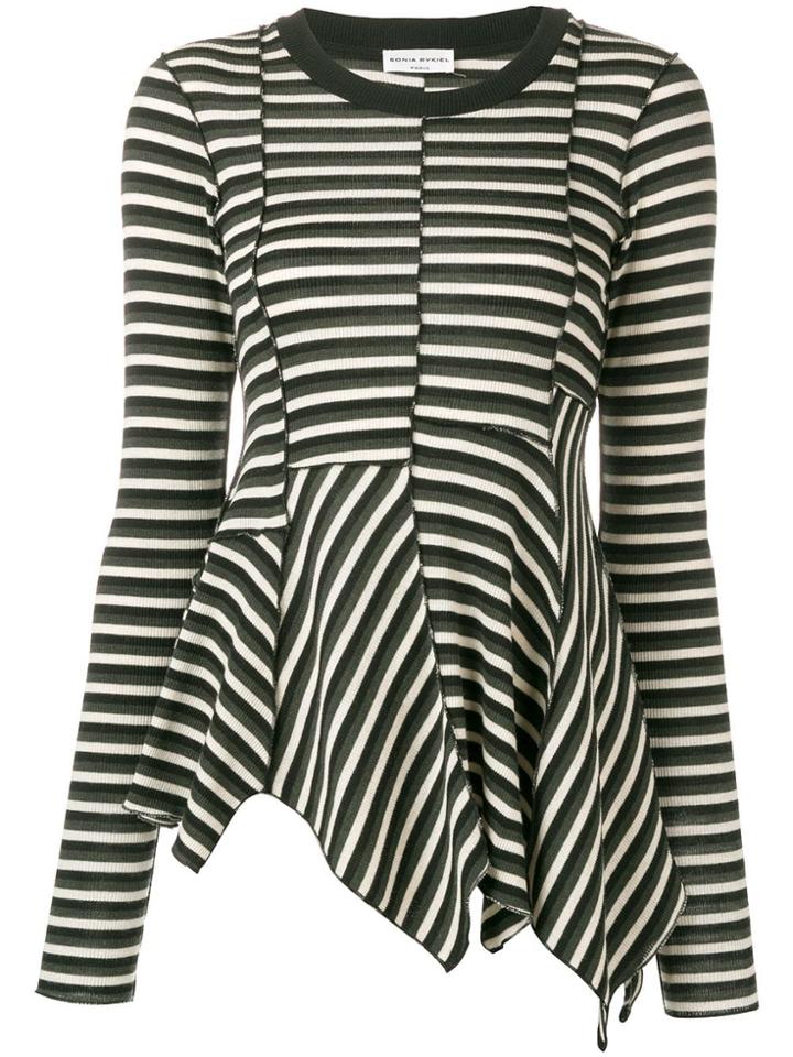 Sonia Rykiel Asymmetric Striped Blouse - Black