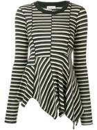 Sonia Rykiel Asymmetric Striped Blouse - Black
