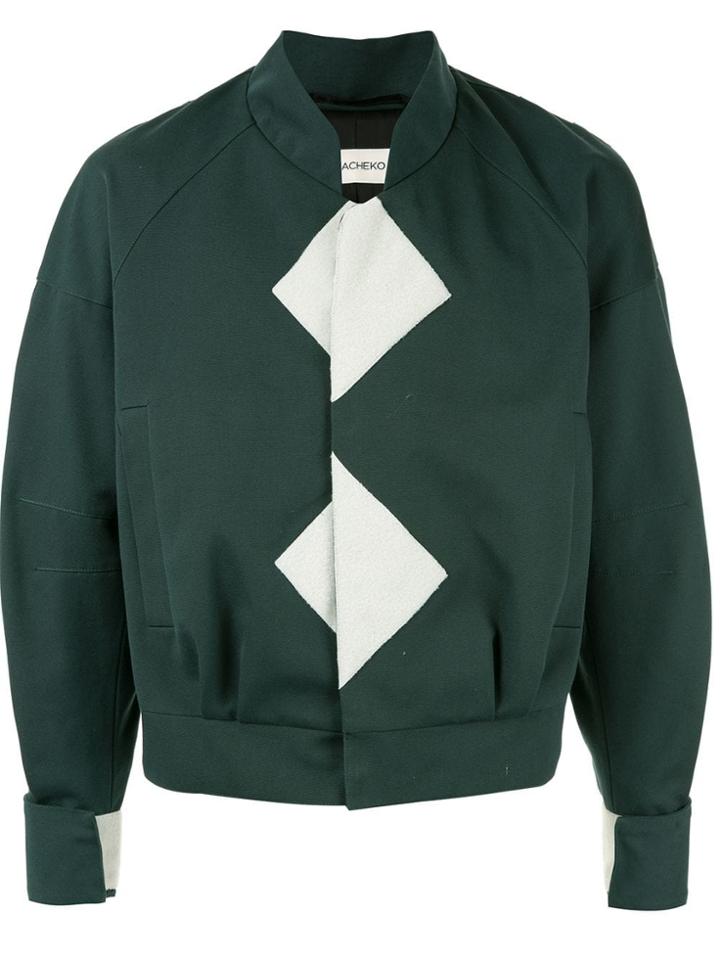 Namacheko Geometric Patches Bomber Jacket - Green