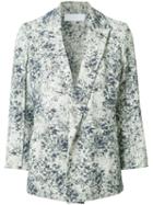 Victor Alfaro Allover Blurry Print Jacket, Women's, Size: 6, Blue, Cotton/elastodiene/polyester