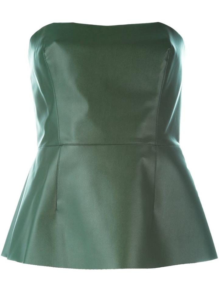 Cédric Charlier Strapless Bustier, Women's, Size: 42, Green, Polyurethane/polyester/rayon