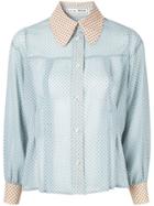 Tu Es Mon Trésor Polka Dot Blouse - Blue